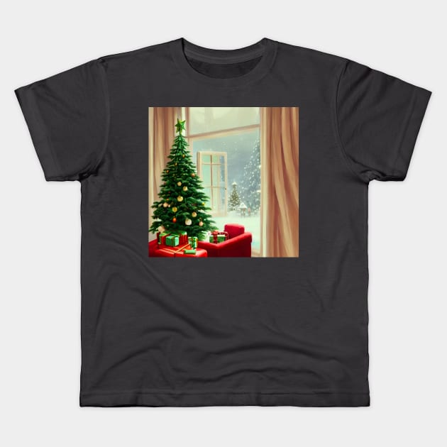 Christmas Eve with Joy of Love and Blessed This Year with Christmas Trees Warm Wishes Kids T-Shirt by DaysuCollege